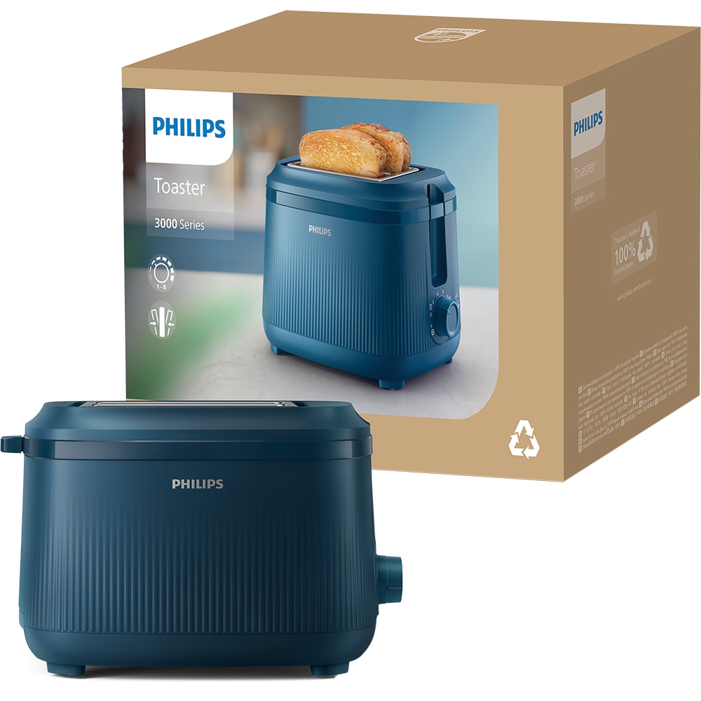 Prajitor de paine PHILIPS Seria 3000 HD2511/70, 2 felii, 900W, albastru inchis