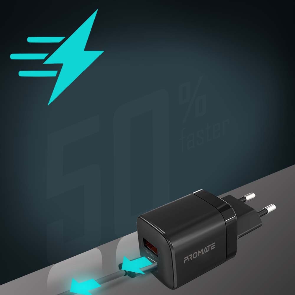Incarcator retea PROMATE PowerPort-33, USB-C, GaN Fast Charging, Power Delivery (PD) 33W, negru