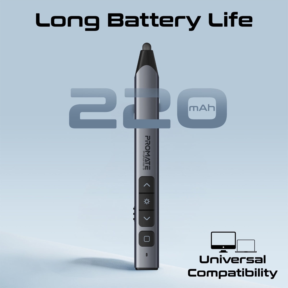 Presenter Wireless cu Stylus PROMATE ProPointer-S, gri