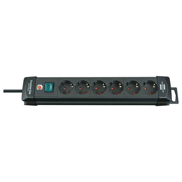 Prelungitor BRENNENSTUHL 154785 Premium-Line, 6 prize Schuko, 3m, H05VV-F 3G1.5mm, intrerupator, negru