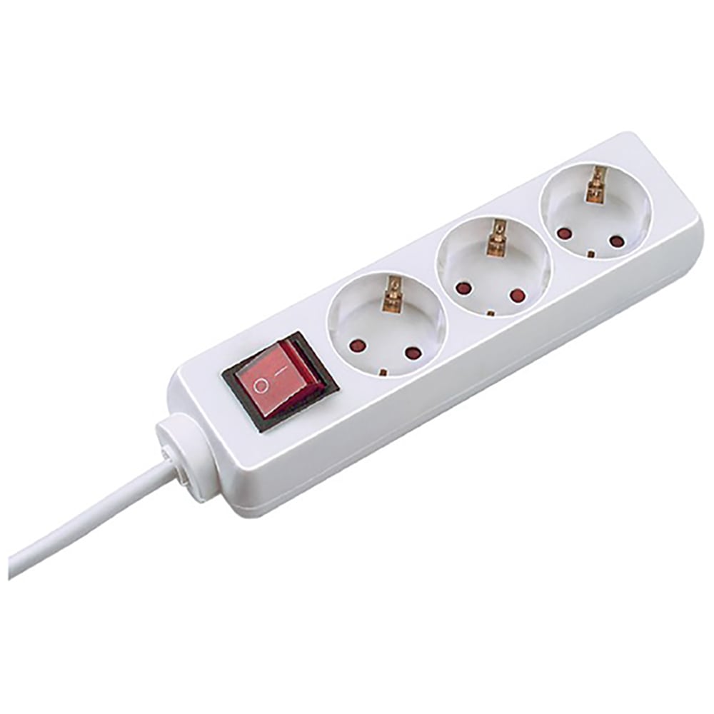 Prelungitor BACHMANN Selly 3842045, 3 prize Schuko, 5m, H05VV-F 3G1.5mm, intrerupator, alb