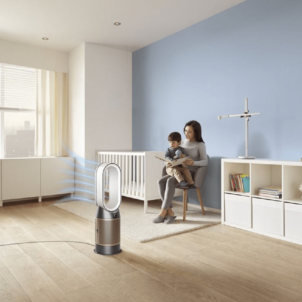 Purificator aer DYSON HP09 Pure Hot+Cool Formaldehyde, 10 trepte viteza, Wi-Fi, Hepa, Telecomanda, alb/auriu
