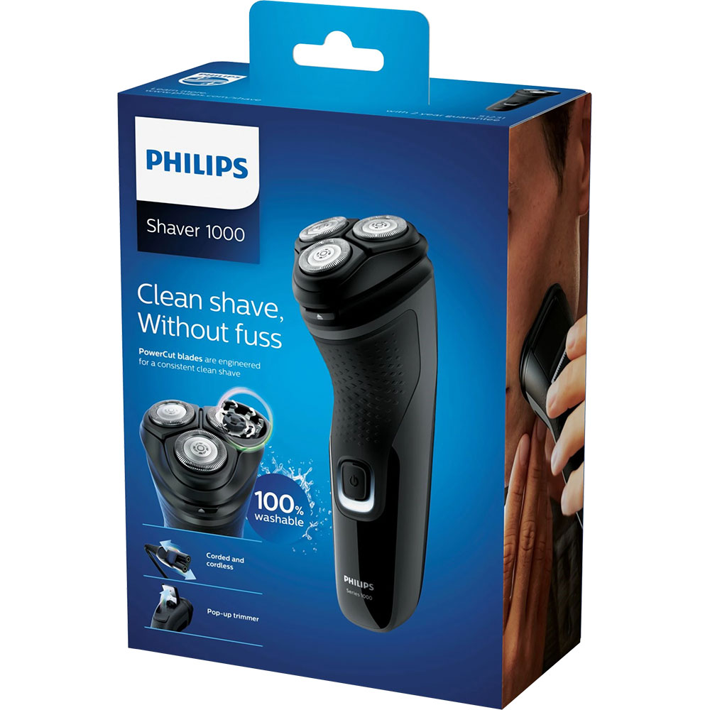 Aparat de ras PHILIPS Series 1000 S1231/41, acumulator, autonomie 40 min, PowerCut, gri