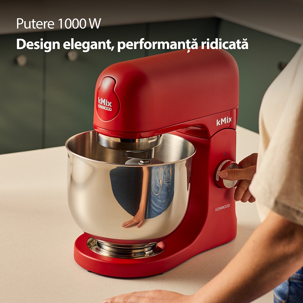 Robot de bucatarie KENWOOD kMiX KMX751ARD, vas 5l, 1000W, 6 trepte viteza, rosu