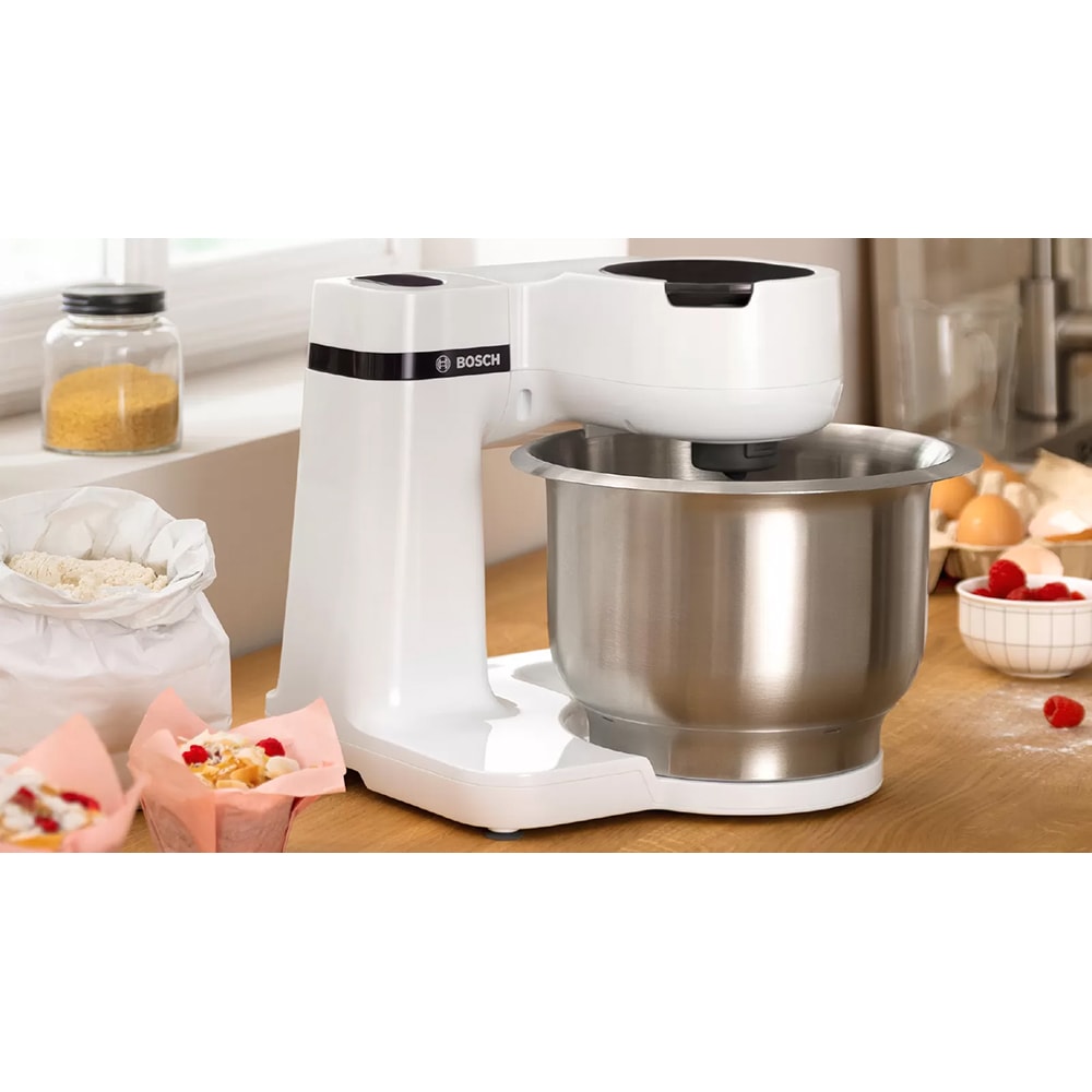 Robot de bucatarie BOSCH MUMS2EW20, vas 3.8l, 700W, 4 trepte viteza, alb-argintiu