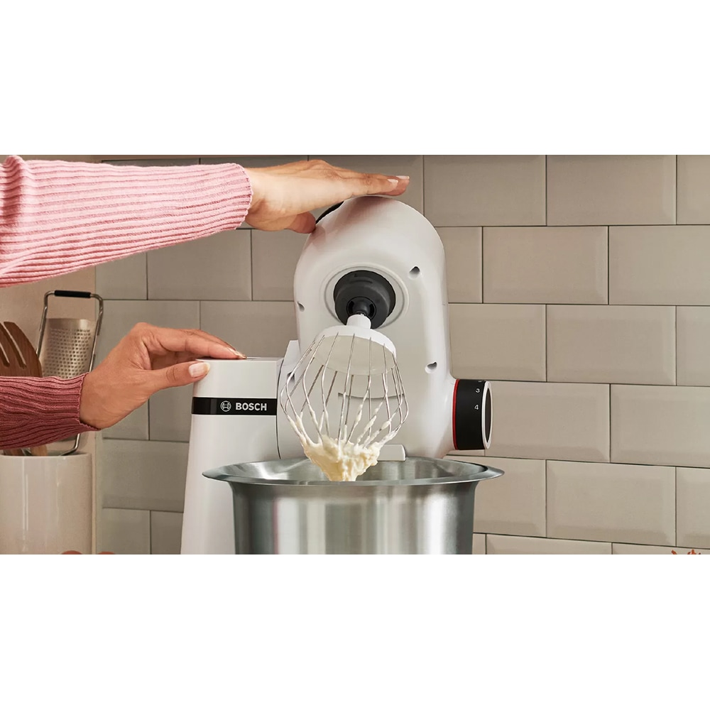Robot de bucatarie BOSCH MUMS2EW20, vas 3.8l, 700W, 4 trepte viteza, alb-argintiu