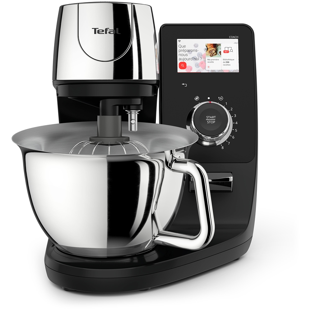 Robot de bucatarie TEFAL I-Coach Touch QB951838, vas 5.5l, 1200W, 10 trepte viteza, negru-argintiu