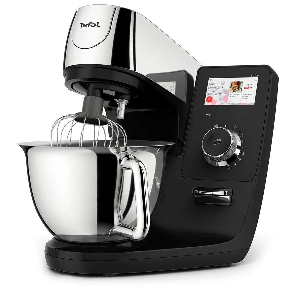 Robot de bucatarie TEFAL I-Coach Touch QB951838, vas 5.5l, 1200W, 10 trepte viteza, negru-argintiu