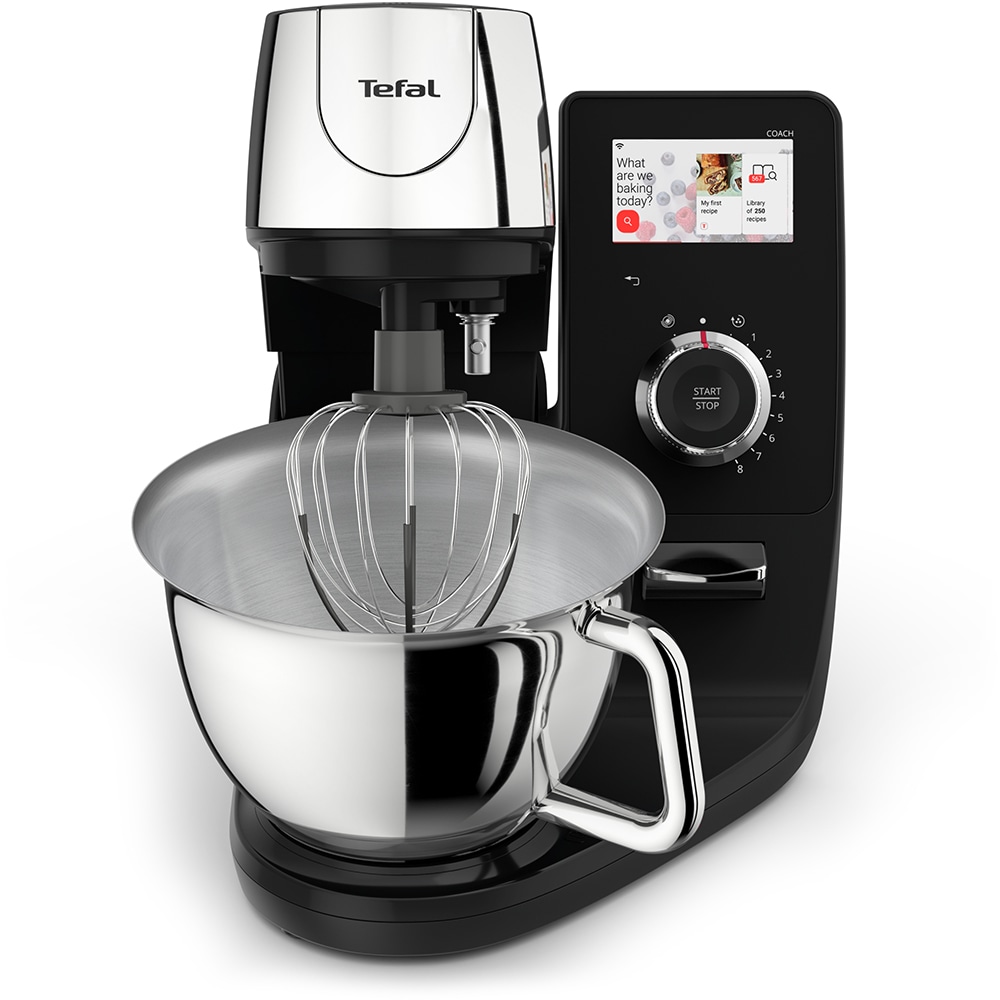 Robot de bucatarie TEFAL I-Coach Touch QB951838, vas 5.5l, 1200W, 10 trepte viteza, negru-argintiu