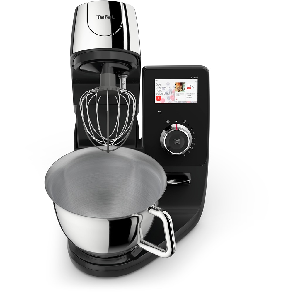 Robot de bucatarie TEFAL I-Coach Touch QB951838, vas 5.5l, 1200W, 10 trepte viteza, negru-argintiu