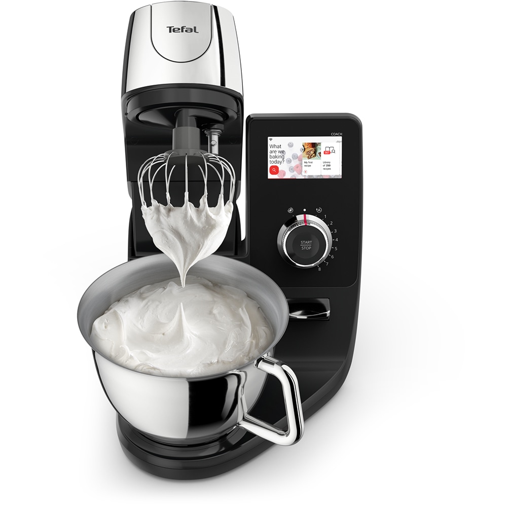 Robot de bucatarie TEFAL I-Coach Touch QB951838, vas 5.5l, 1200W, 10 trepte viteza, negru-argintiu