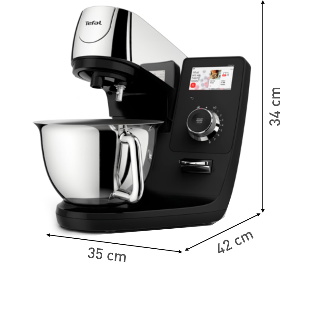 Robot de bucatarie TEFAL I-Coach Touch QB951838, vas 5.5l, 1200W, 10 trepte viteza, negru-argintiu