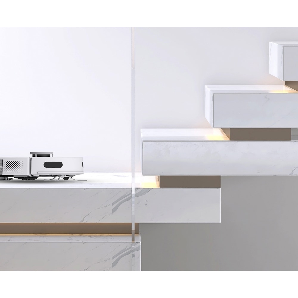 Aspirator robot EZVIZ RE4 Plus, 0.35l, 24.1V, autonomie max 240 min, Wi-Fi, functie mop, alb