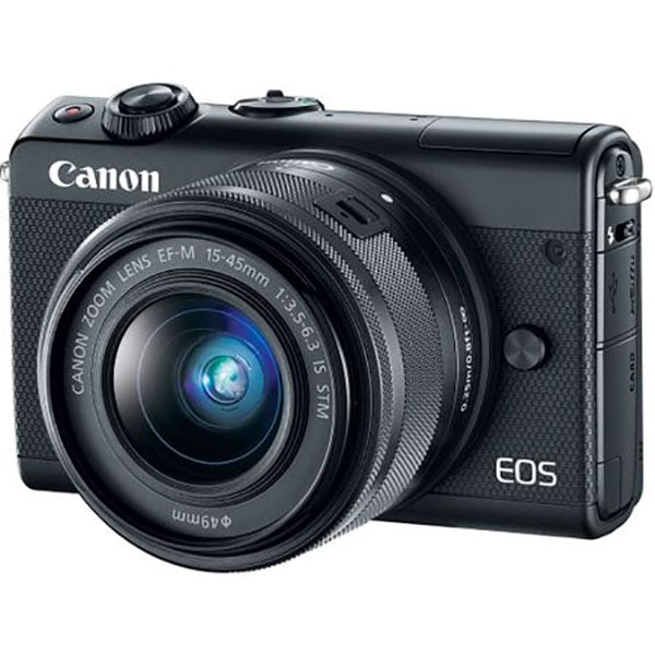 Aparat foto Mirrorless CANON EOS M100, 24.2 MP, Wi-Fi, negru + Obiectiv EF-M 15-45mm + Obiectiv EF-M 22mm