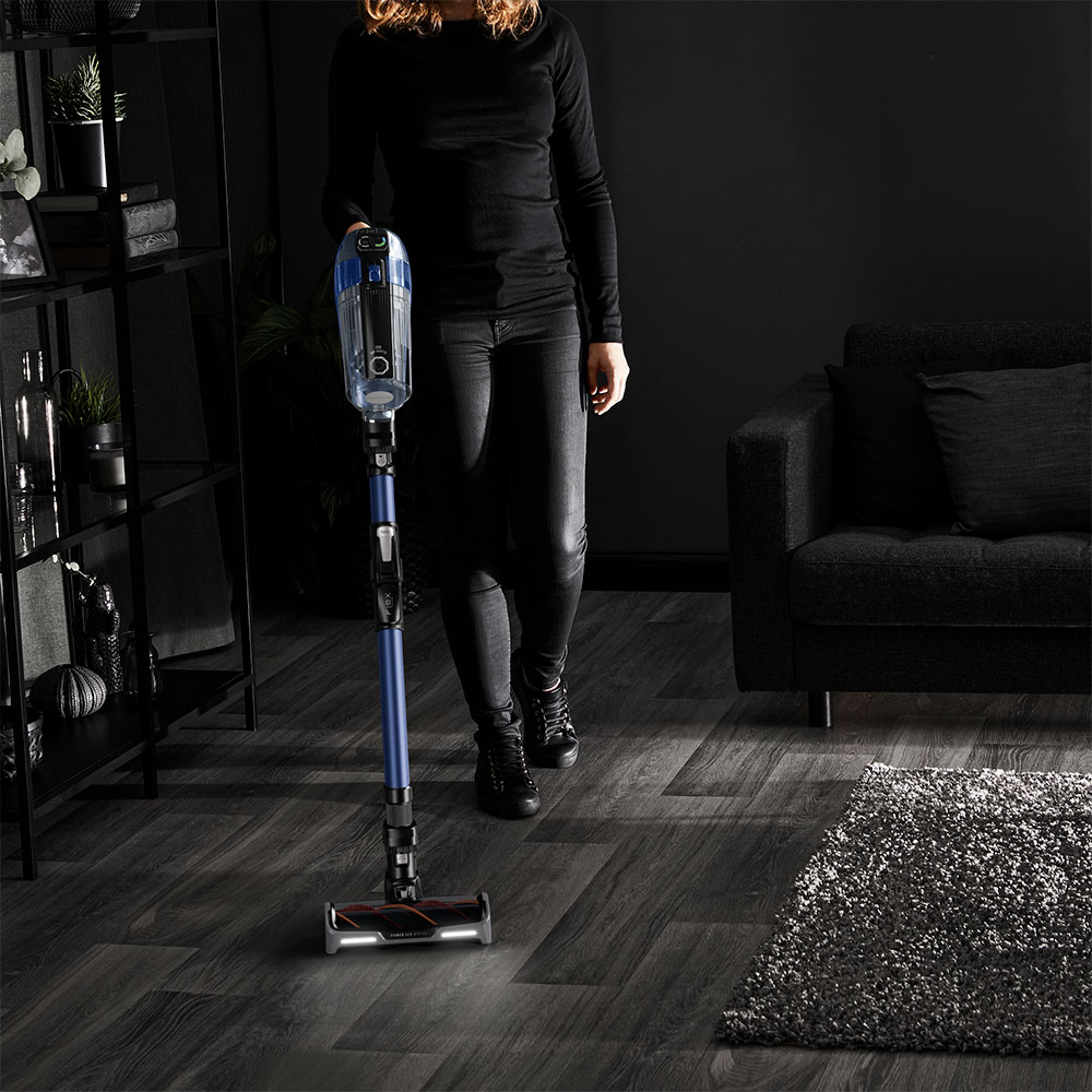 Aspirator vertical ROWENTA X-Force 14.6 Auto Aqua RH99C0WO, 0.9l, 32.4V, autonomie max 70 min, albastru-negru