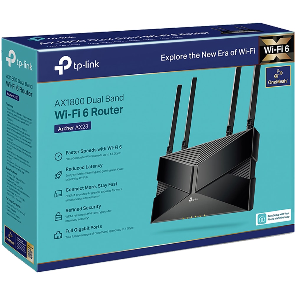 Router Wireless Gigabit TP-LINK Archer AX1800, Wi-Fi 6, Dual-band 574+1201 Mbps, negru