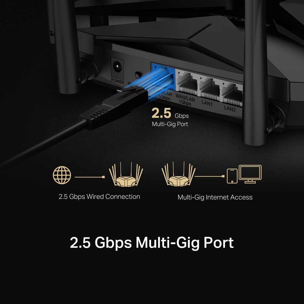 Router Wireless Gigabit MERCUSYS MR90X AX6000, Wi-Fi 6, Dual-Band 1148 + 4804 Mbps, negru Router Wireless Gigabit MERCUSYS MR90X AX6000, Wi-Fi 6, Dual-Band 1148 + 4804 Mbps, negru