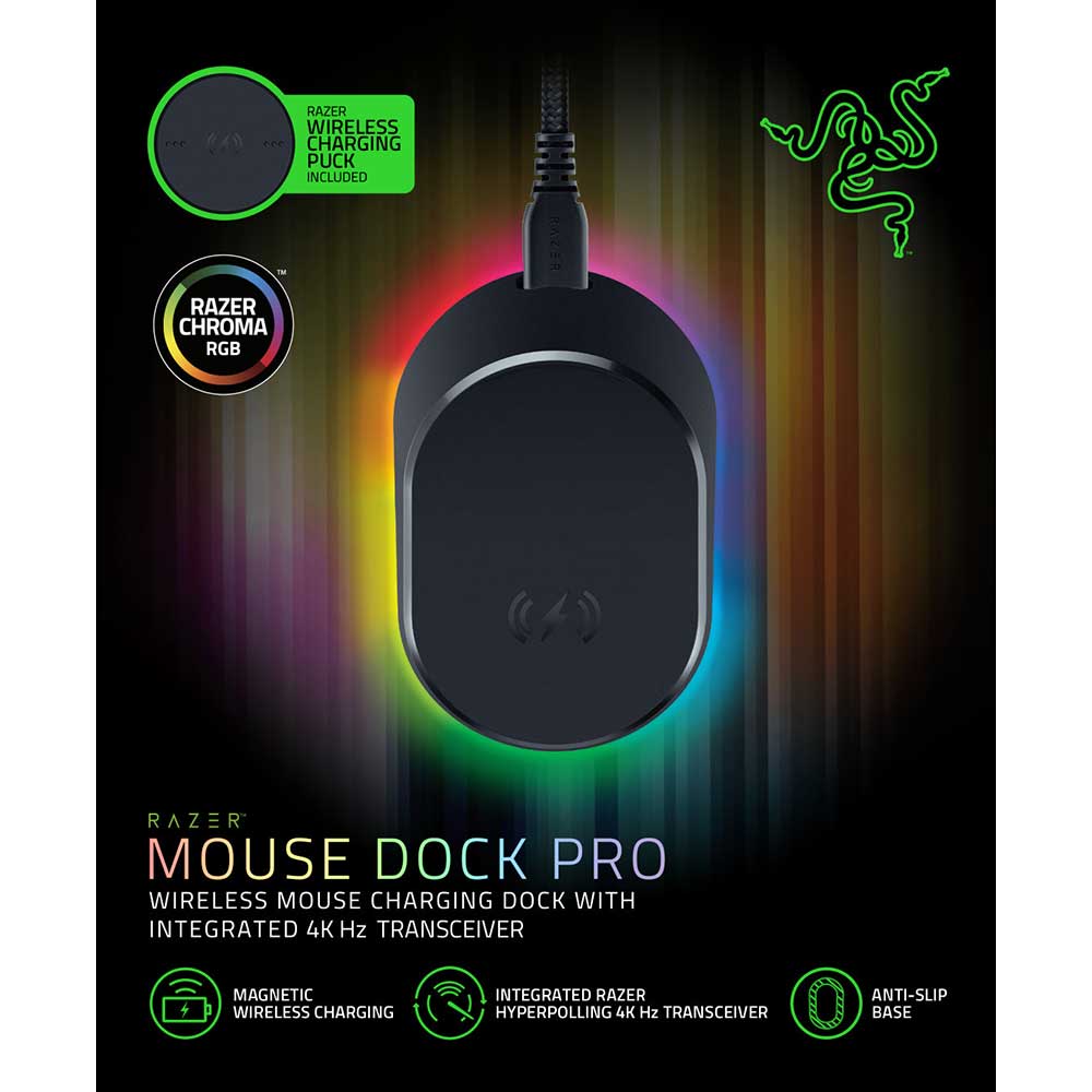 RAZER Mouse Dock Pro + Wireless Charging Puck Bundle