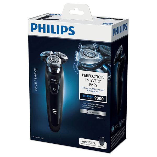Aparat de ras PHILIPS Shaver S9031/12, acumulator, autonomie 50 min, SmartClick, negru