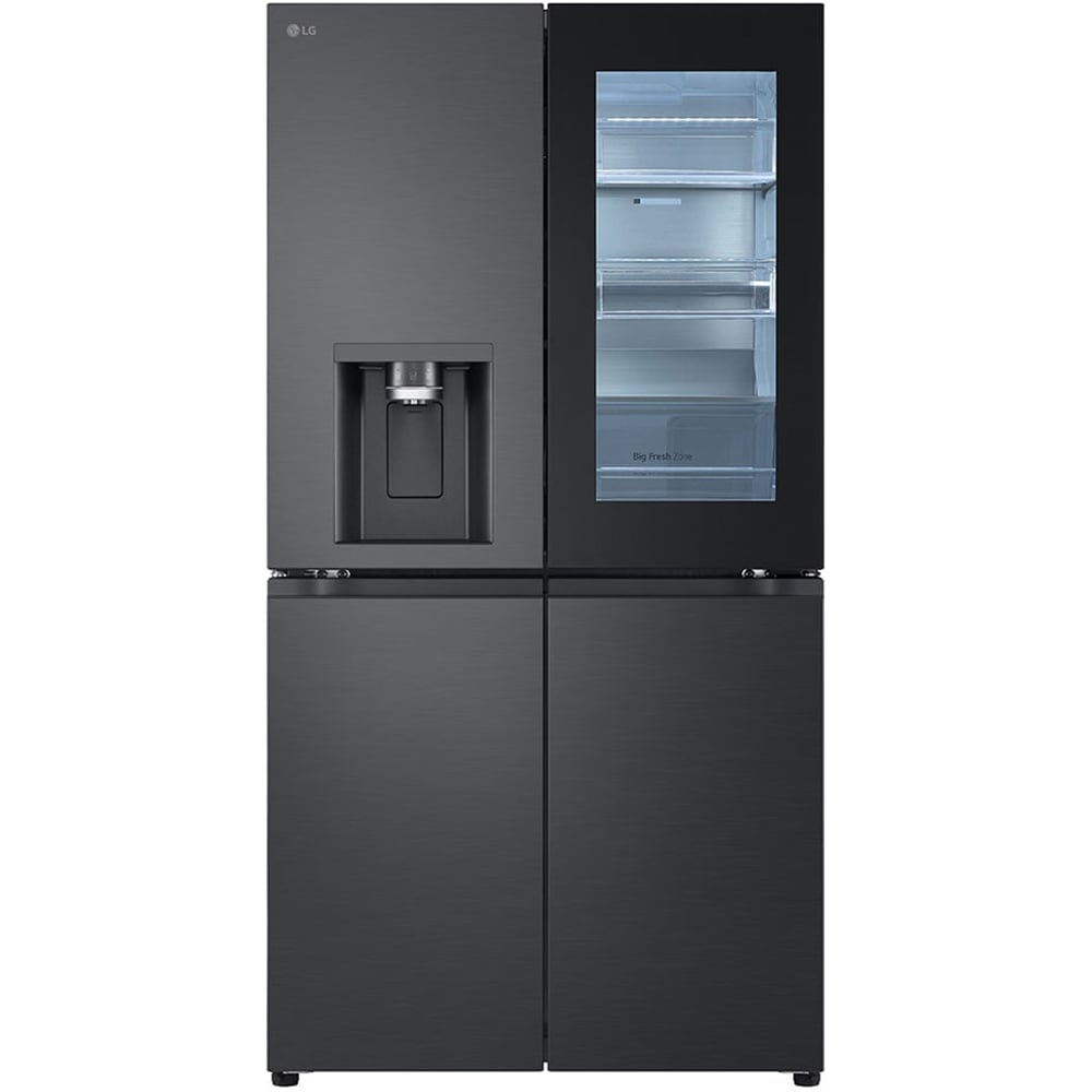 Side by Side LG GMG960EVEE, No Frost, InstaView, 638 l, H 179 cm, Clasa E, Dozator apa, negru