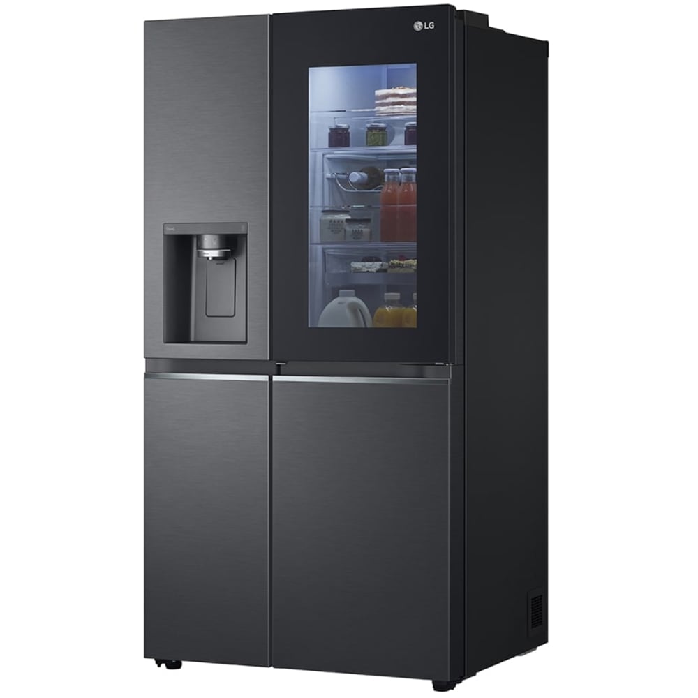 Side by Side LG GSXV91MCAE, No Frost, InstaView, 635 l, H 179 cm, Clasa E, Dozator apa, negru