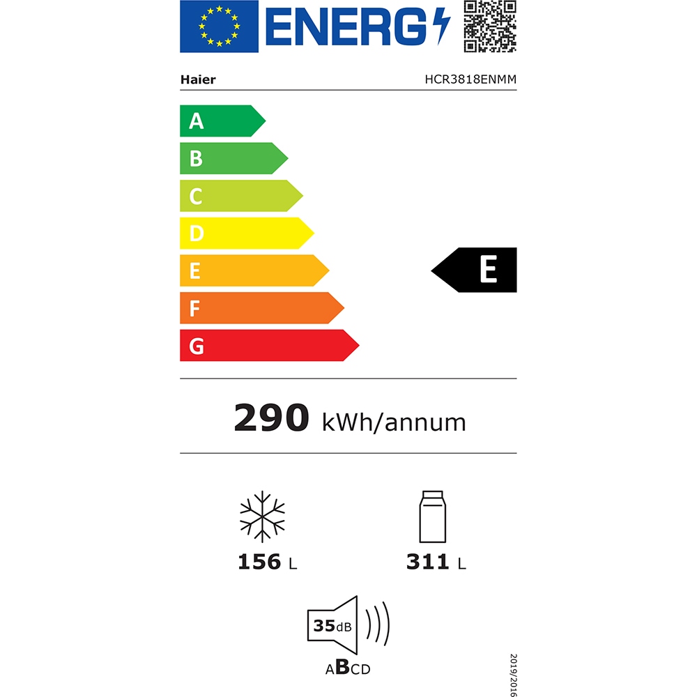 Side By Side HAIER HCR3818ENMM, No Frost, 467 l, H 182 cm, Clasa E, inox