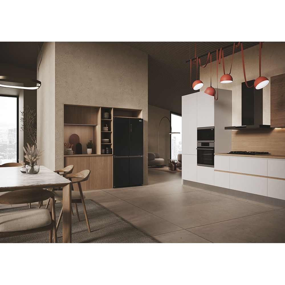 Side by Side HAIER HCR3818ENPT, No Frost, 467 l, H 182 cm, Clasa E, negru