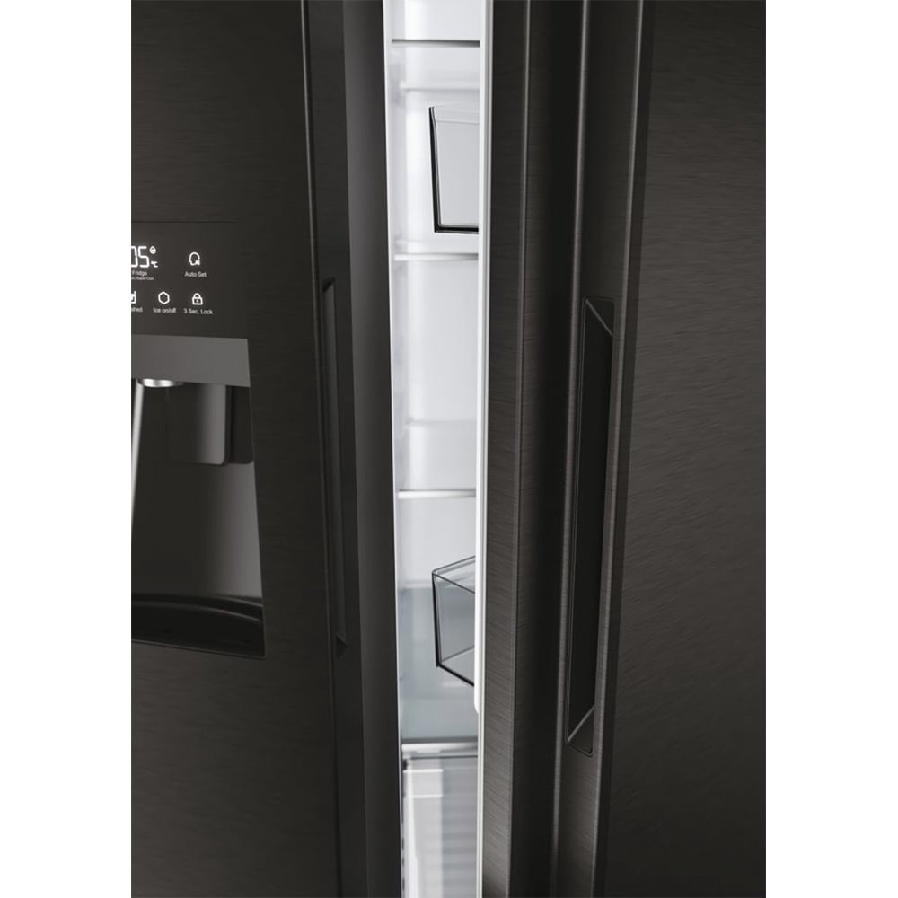 Side by Side HAIER HSR5918DIPB, No Frost, 511 l, H 177 cm, Clasa D, Dozator apa, negru
