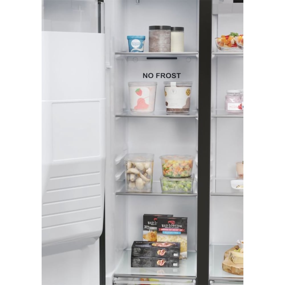 Side by Side HAIER HSR5918DIPB, No Frost, 511 l, H 177 cm, Clasa D, Dozator apa, negru