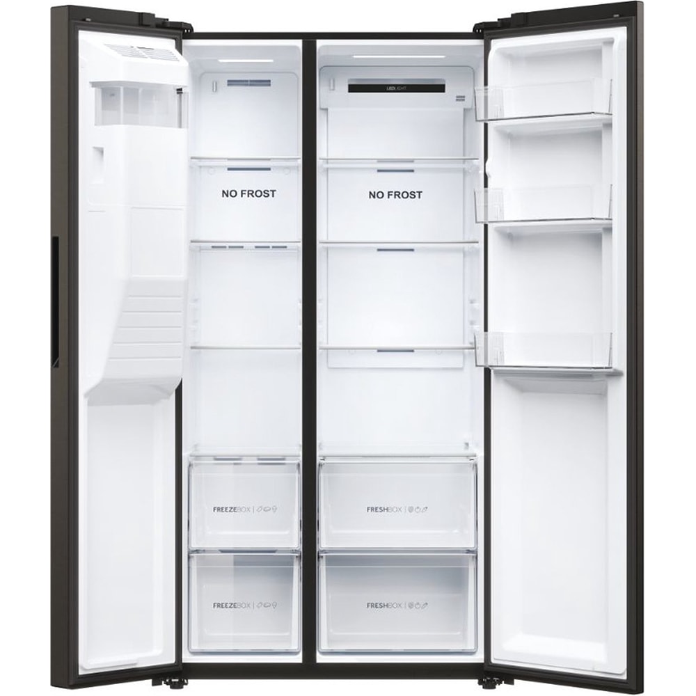 Side by Side HAIER HSR5918DIPB, No Frost, 511 l, H 177 cm, Clasa D, Dozator apa, negru