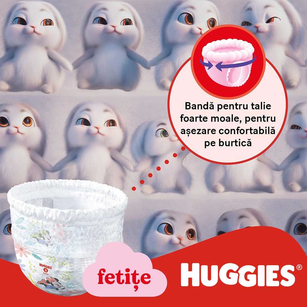 Scutece chilotel HUGGIES Little Movers nr 5, Fata, 12-17 kg, 96 buc