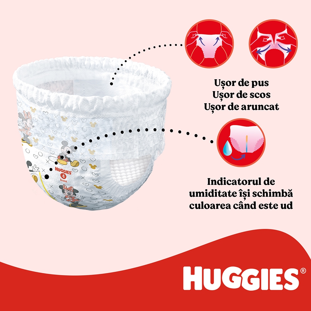 Scutece chilotel HUGGIES Little Movers nr 5, Fata, 12-17 kg, 96 buc