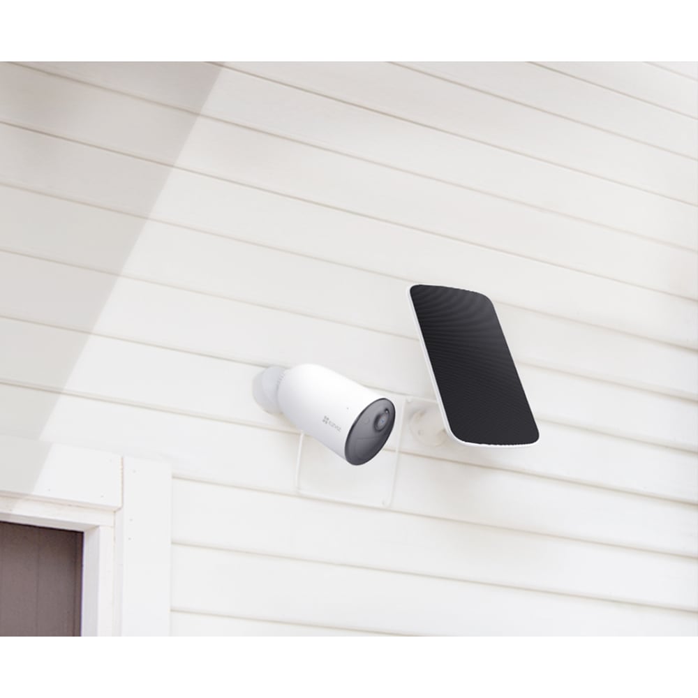 Kit Camera IP Wireless EZVIZ CB3, Full HD 1080p, IR 30M, Motion Detection, panou solar, baterie 5200 mAh, alb