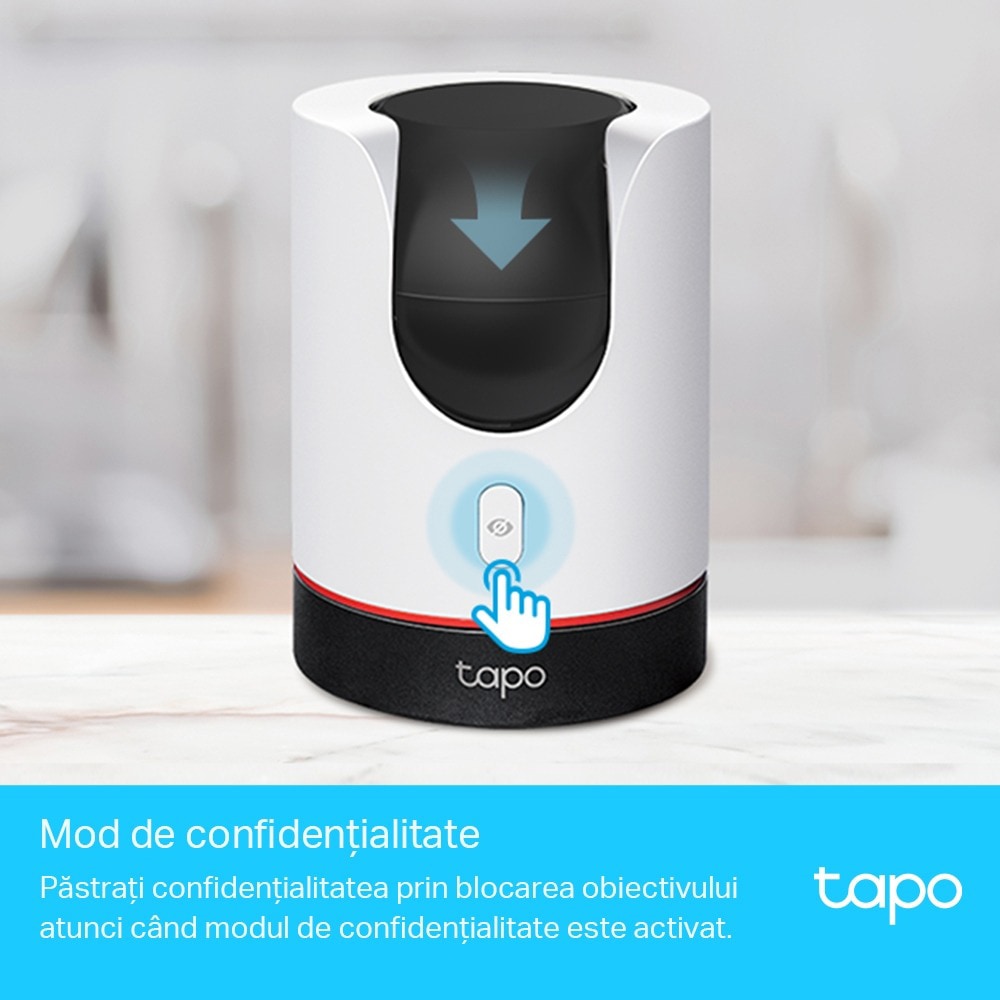 Camera IP Wireless interior TP-LINK Tapo C225, 4MP, QHD 1440P, IR, Night Vision, Alb