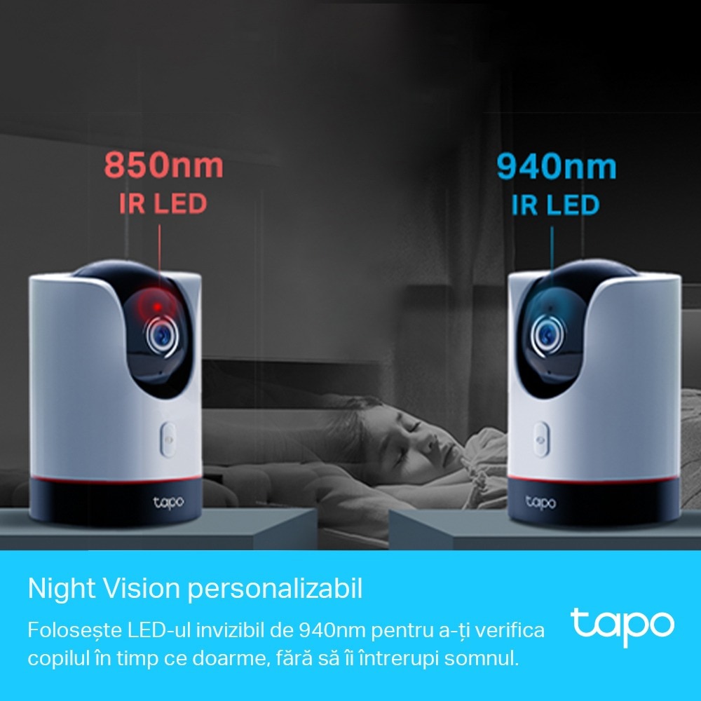 Camera IP Wireless interior TP-LINK Tapo C225, 4MP, QHD 1440P, IR, Night Vision, Alb