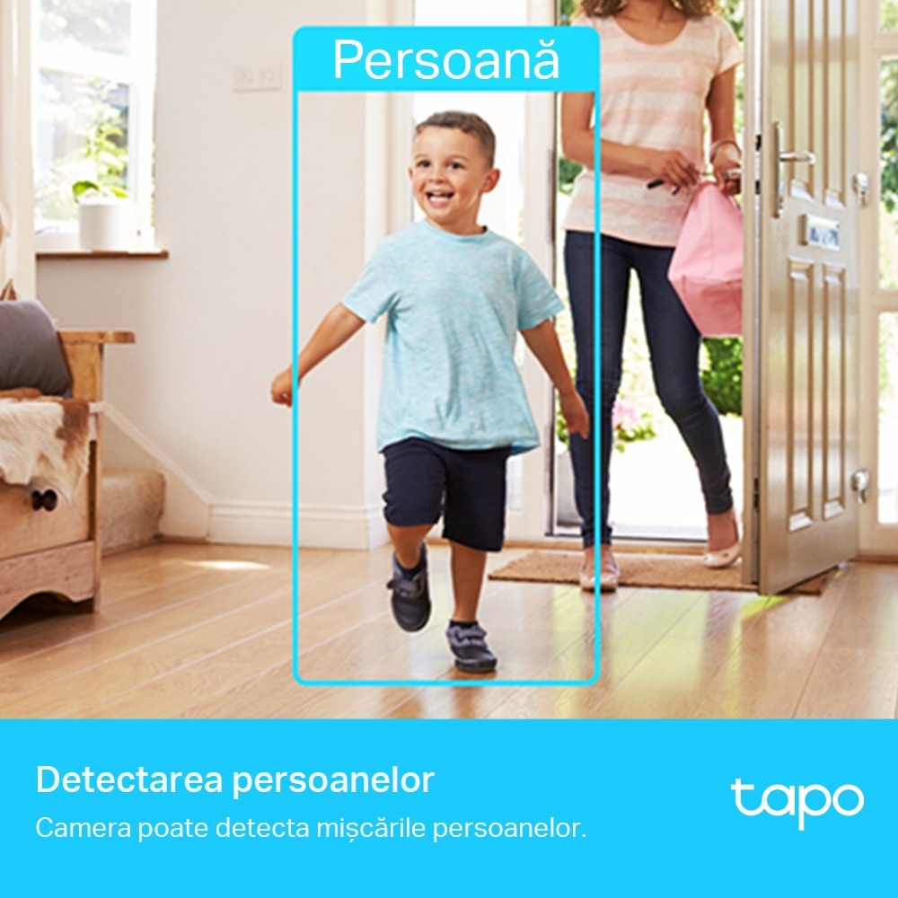 Camera IP Wireless interior TP-LINK Tapo C225, 4MP, QHD 1440P, IR, Night Vision, Alb