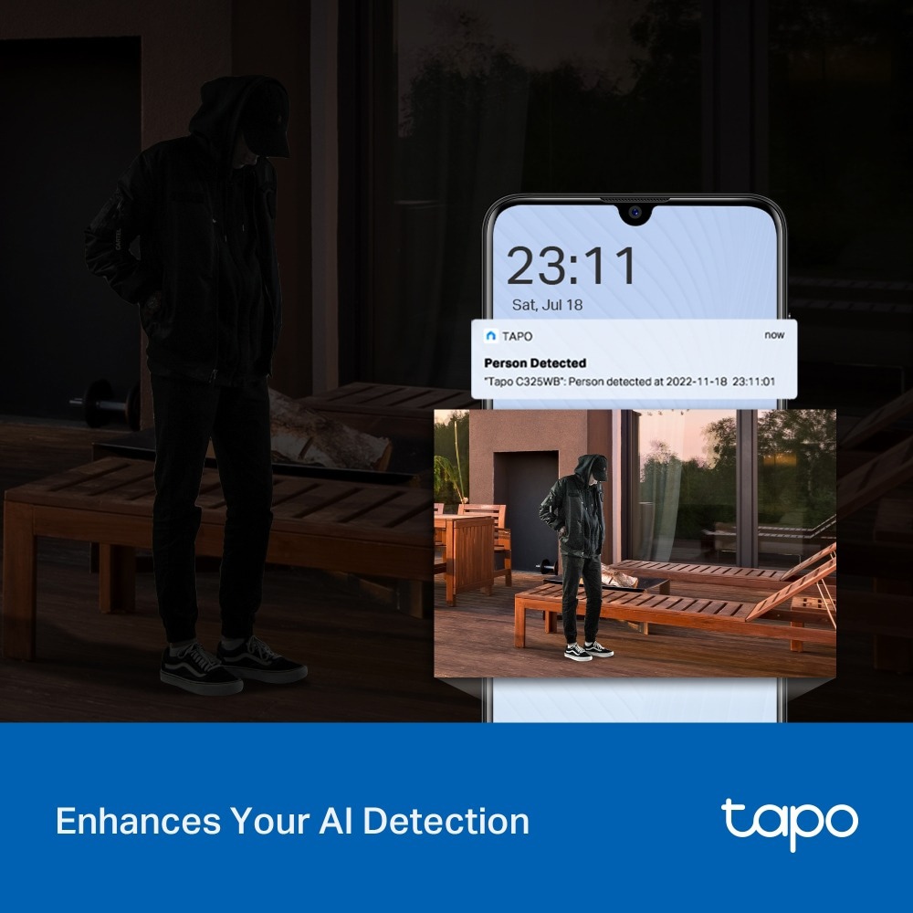 Camera IP Wireless TP-LINK TAPO C325WB, 2K QHD, Night Vision, alb