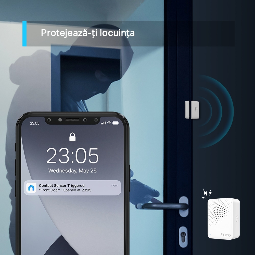Senzor pentru usa/fereastra TP-LINKTapo T110, programabil, alb
