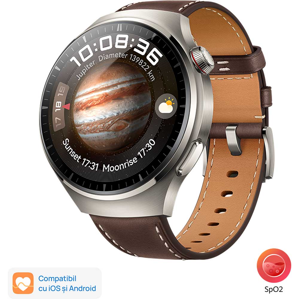 Smartwatch HUAWEI Watch 4 Pro, LTE, GPS, Wi-Fi, Android/iOS, piele, Dark Brown