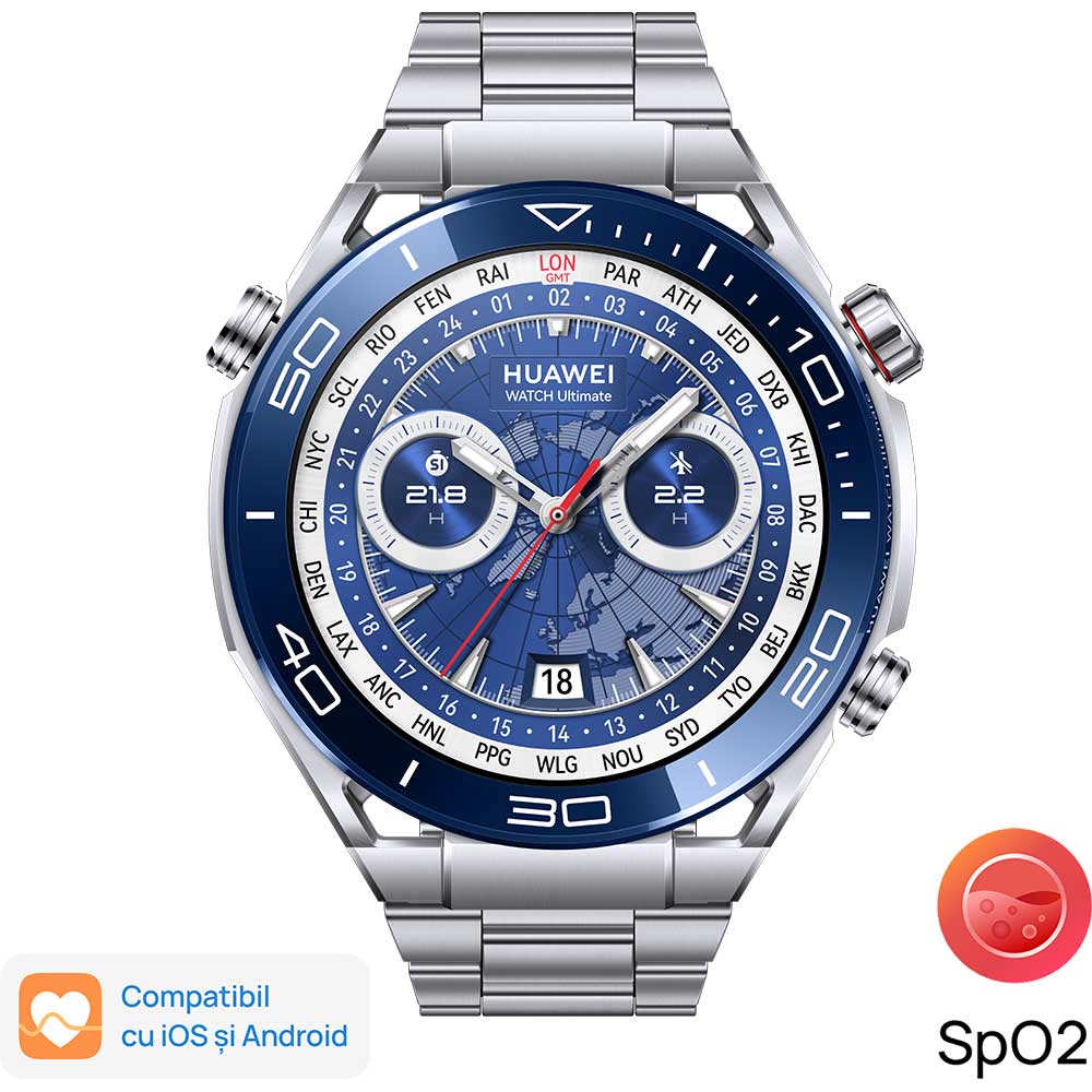 Smartwatch HUAWEI Watch Ultimate Voyage Blue, Android/iOS, Titanium Strap