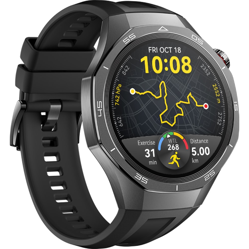 Smartwatch HUAWEI Watch GT 5 Pro 46mm, GPS, Android/iOS, Black Fluoroelastomer Strap