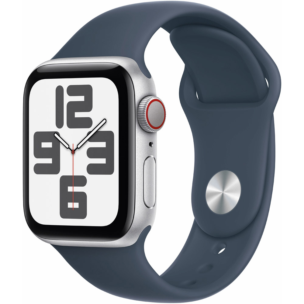 APPLE Watch SE (2nd Gen) V2, GPS + Cellular, 40mm, Silver Aluminium Case, Denim Sport Band - S/M