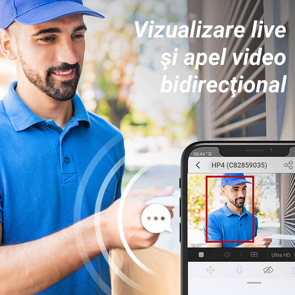 Sonerie video wireless EZVIZ HP4, 2MP, 1080p, IR 3 metri, baterie de 4600 mAh, ecran color de 4,3", unghi larg de 155, negru