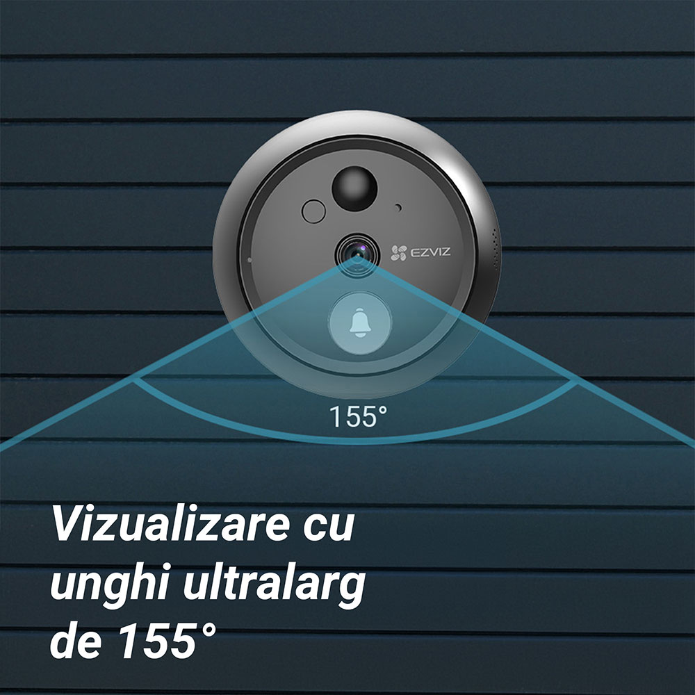 Sonerie video wireless EZVIZ HP4, 2MP, 1080p, IR 3 metri, baterie de 4600 mAh, ecran color de 4,3", unghi larg de 155, negru
