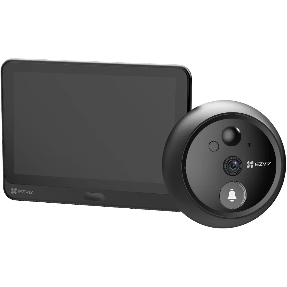 Sonerie video wireless EZVIZ HP4, 2MP, 1080p, IR 3 metri, baterie de 4600 mAh, ecran color de 4,3", unghi larg de 155, negru