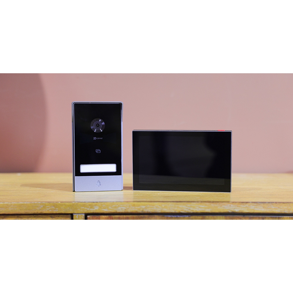 Kit interfon video inteligent EZVIZ HP7, 2K, TFT 7 inch, RFID, Wi-Fi, IR, negru