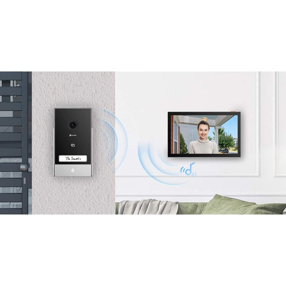 Kit interfon video inteligent EZVIZ HP7, 2K, TFT 7 inch, RFID, Wi-Fi, IR, negru