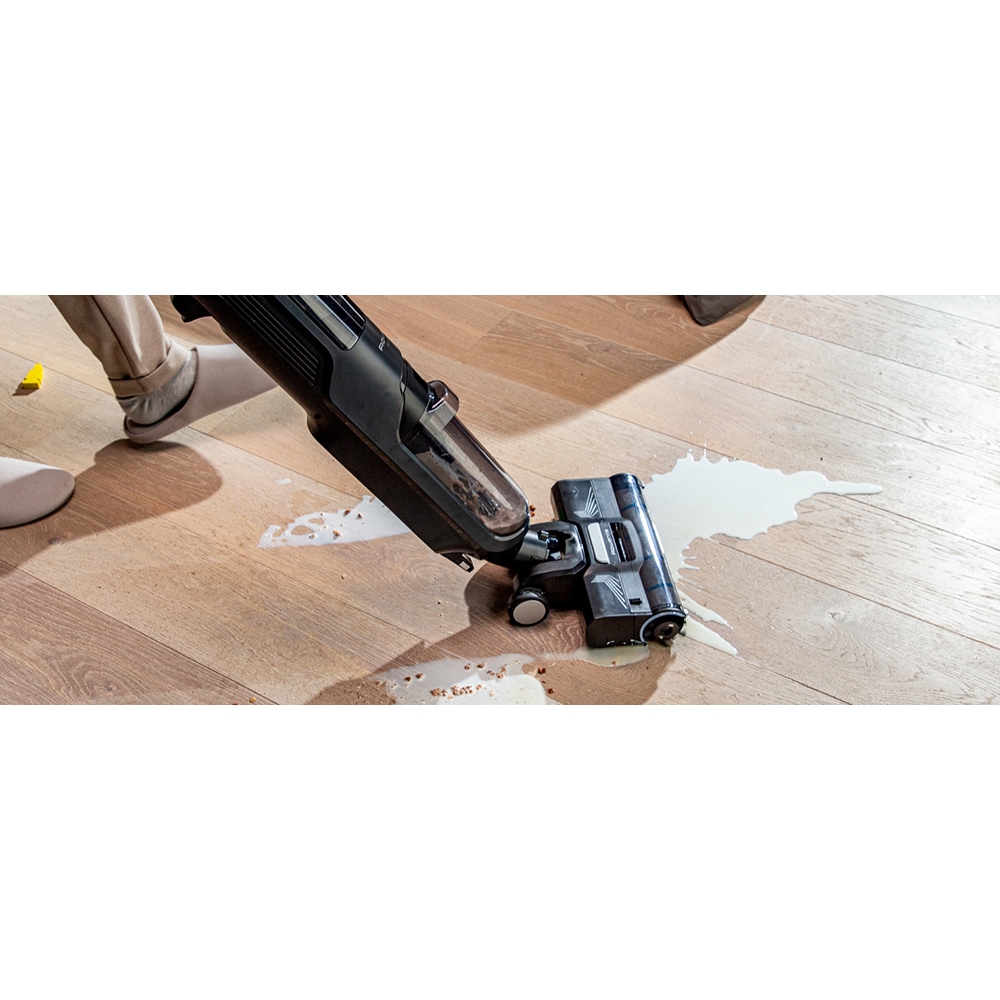 Aspirator vertical cu spalare ROWENTA X-Clean 4 GZ5035WO, 0.73l, 22V, autonomie max 50 min, functie autocuratare, negru