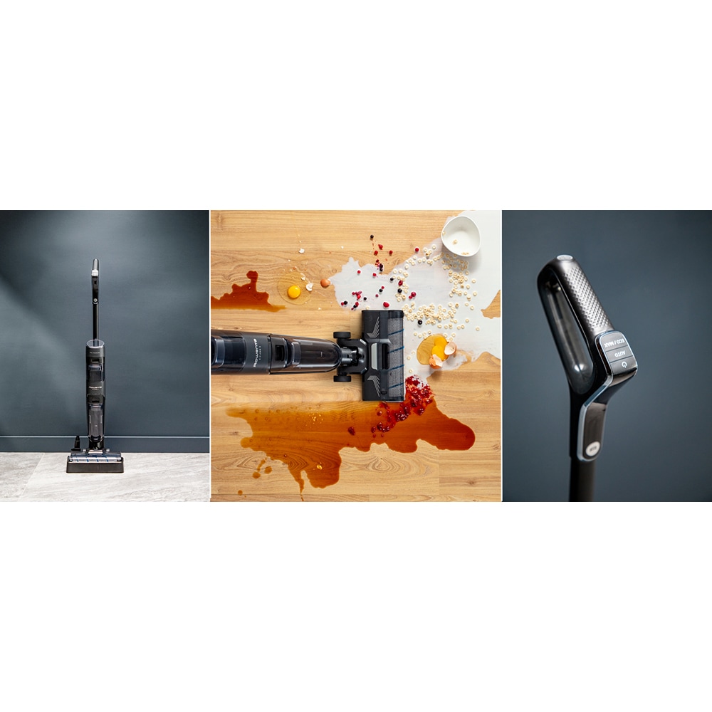 Aspirator vertical cu spalare ROWENTA X-Clean 4 GZ5035WO, 0.73l, 22V, autonomie max 50 min, functie autocuratare, negru