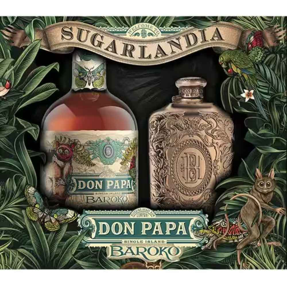 Set Rom Don Papa Baroko Sugarlandia, 0.7L + hipflask